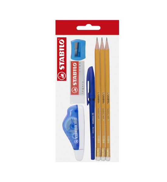 Lápices de Grafito, Swano, HB, Cuerpo Hexagonal, Mina 2.2 mm. Pack x 3 Unds. + 1x Corrector Seco + 1x Bolígrafo 808 + 1x Borrador 1186 + 1x Sacap.